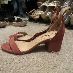 Dusty rose low block heels